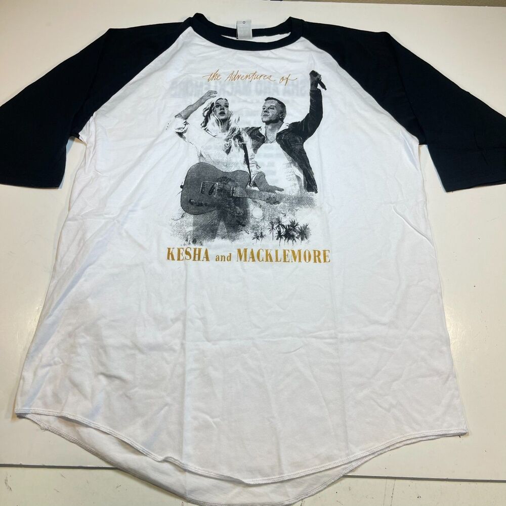 KESHA and MACKLEMORE 2018 Concert Tour Raglan Jersey T Shirt Sz XL